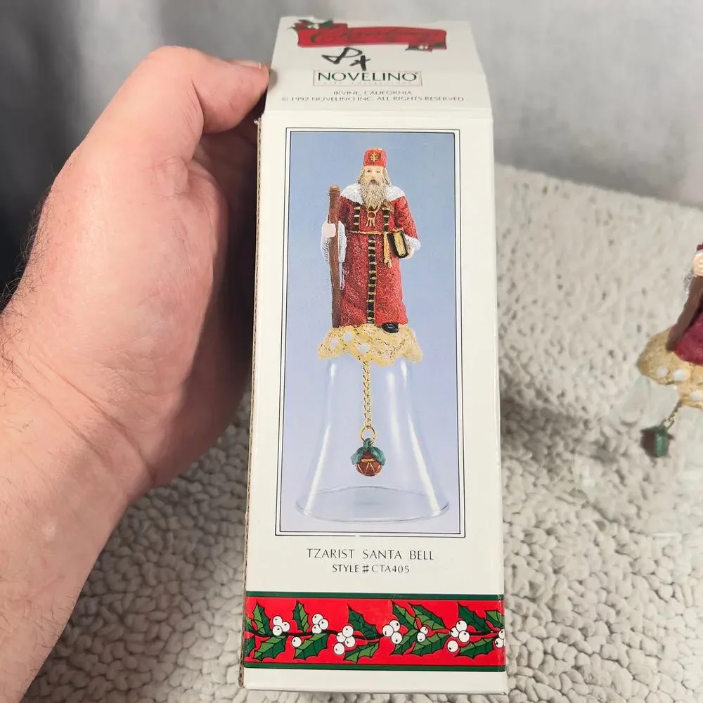 Novelino Christmas Through The Ages Glass Bell Resin Topper 1992 Tzarist Santa
